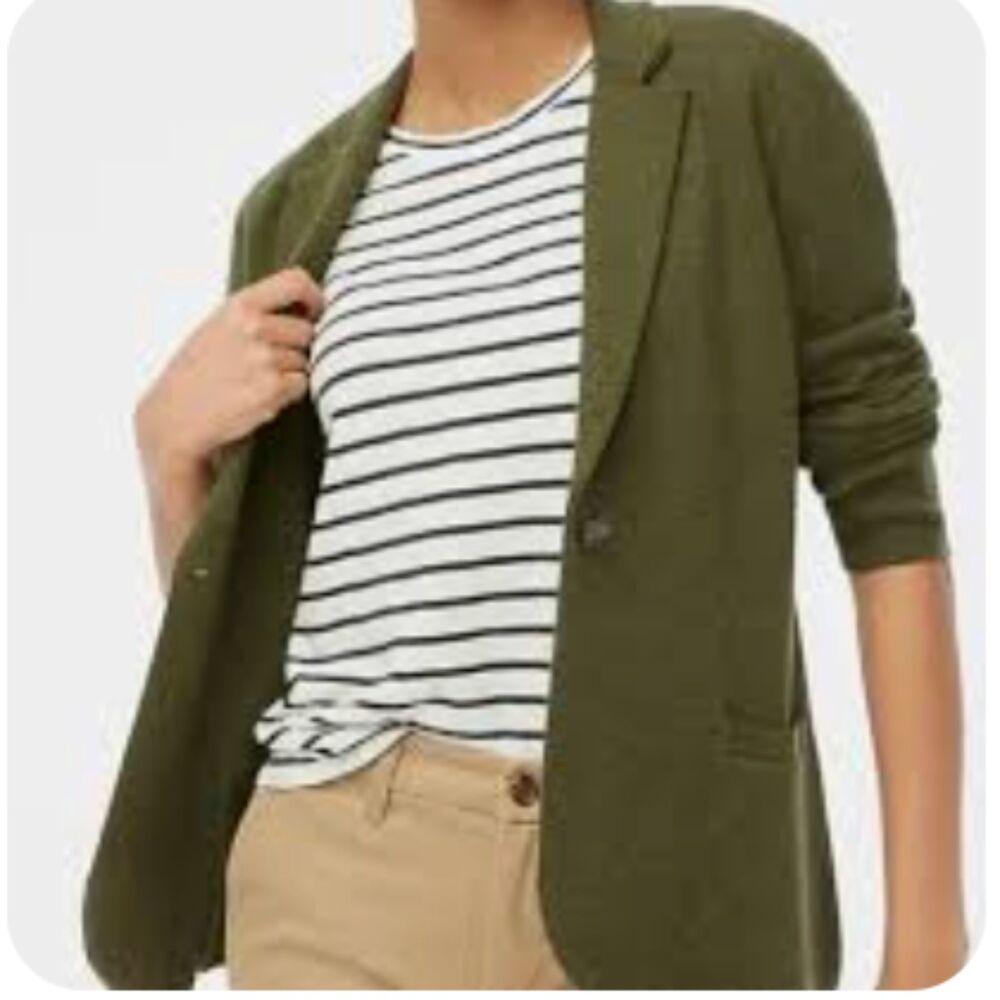 🌿 J.Crew Schoolboy Olive Green Sweater Blazer - Size L